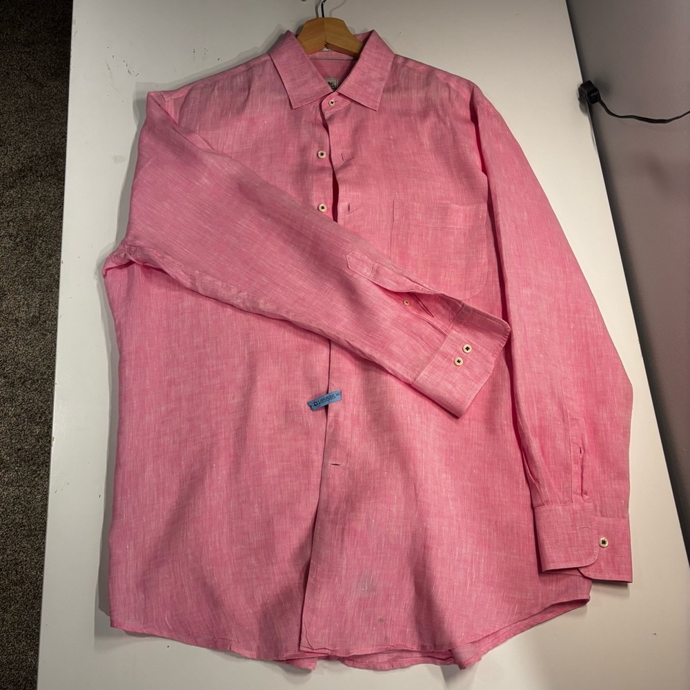 Peter Millar Pink Casual Button Down Shirt 100% linen